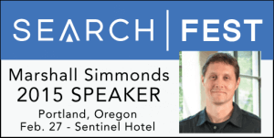 Marshall Simmonds speaking at SearchFest 2015